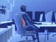 Illustration of male office worker with painful back. — Stock Photo