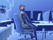 Illustration of male office worker brain and nerves. — Stock Photo