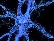 Abbildung einer abstrakten blauen technologischen Plexus-Nervenzelle. — Stockfoto