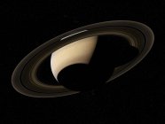 Иллюстрация планеты Сатурн с кольцами на фоне черного космоса . — стоковое фото