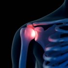 Digital illustration of painful shoulder in human skeleton. — Stock Photo
