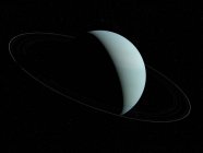 Illustration of Uranus planet in shadow on black background. — Stock Photo