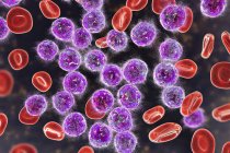 Illustrazione digitale che mostra la distruzione delle cellule linfoblastiche, concetto di trattamento della leucemia linfoblastica acuta . — Foto stock