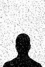 Черная человеческая голова с буквами английского habet, цифровая иллюстрация . — стоковое фото