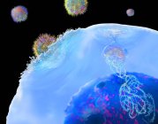 Ilustración del proceso de inmunoterapia con células T modificadas por ADN CAR para el tratamiento del cáncer
. - foto de stock