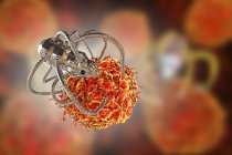 Концептуальна Цифрова ілюстрація медичної нанороботів атакуюча ракові клітини. — стокове фото