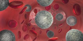3d иллюстрация, показывающая увеличение нефункциональных белых кровяных телец при лейкемии . — стоковое фото