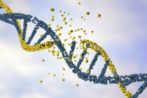 Daño de la molécula de ADN amarillo de color, trastorno genético ilustración conceptual
. - foto de stock