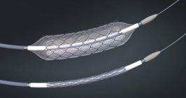 Deflated and inflated stents and balloon catheters, digital illustration. — Stock Photo