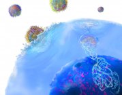 Illustration of CAR DNA modified T-cell immunotherapy process for cancer treatment. — Stock Photo
