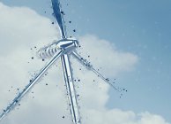 Turbina eólica en el cielo azul, ilustración digital . - foto de stock