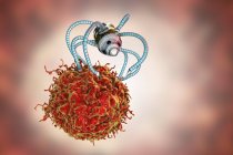 Ilustração digital conceitual de nanorobot médico atacando células cancerosas . — Fotografia de Stock