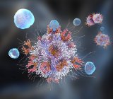 T-Lymphozyten Zellen, die Antigen binden, digitale Illustration. — Stockfoto