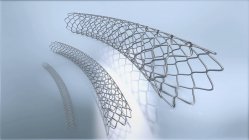 3d illustration of three metal stents for implantation into blood vessels. — Stock Photo
