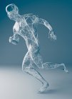3D иллюстрация бегущей прозрачной скульптуры в форме человека . — стоковое фото