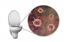 Мікроби для сидіння в туалеті, концептуальна цифрова ілюстрація . — стокове фото