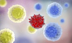 Ilustração 3d dos leucócitos dos glóbulos brancos que secretam anticorpos para destruir o alérgeno no corpo humano
. — Fotografia de Stock
