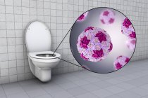 Assento sanitário micróbios, ilustração digital conceitual . — Fotografia de Stock