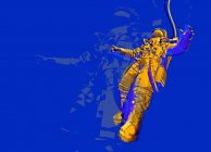Astronauta amarillo en traje espacial, ilustración digital abstracta . - foto de stock