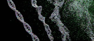 ДНК-цепи распадаются на атомы, цифровая иллюстрация . — стоковое фото