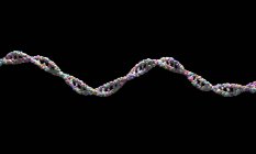 Faixa de DNA contra fundo preto, ilustração digital . — Fotografia de Stock