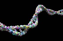 Filo di DNA sullo sfondo nero, illustrazione digitale . — Foto stock