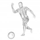 Menschliche Silhouette Bowling mit sichtbarer Skelettstruktur, digitale Illustration. — Stockfoto