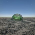Geodesic dome containing trees in barren terrain, digitally generated. — Stock Photo