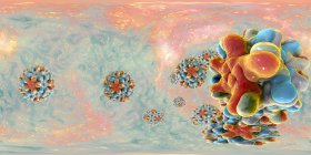 Particules du virus de l'hépatite B en vue panoramique à 360 degrés, illustration numérique colorée
. — Photo de stock