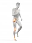 Silueta del corredor masculino con dolor en las articulaciones, ilustración conceptual . - foto de stock