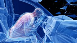 Raio-X ilustração do risco de lesão da coluna vertebral enquanto head-on acidente de carro, arte digital . — Fotografia de Stock