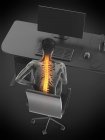 Trabajador de oficina con dolor de espalda debido a sentarse en vista de ángulo alto, ilustración digital . - foto de stock
