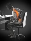 Сидячий за столом офісний робочий силует з болем у спині, концептуальна ілюстрація . — стокове фото