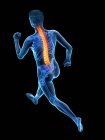 Силуэт бегущего спортсмена с болью в спине, концептуальная иллюстрация . — стоковое фото
