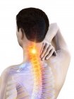 Cuerpo masculino abstracto con dolor de cuello visible, ilustración digital . - foto de stock