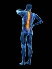 Visão traseira do corpo masculino com dor nas costas, ilustração conceitual . — Fotografia de Stock