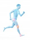 Uomo in corsa con punti di dolore articolare, illustrazione concettuale . — Foto stock