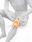 Corpo masculino abstrato com dor visível no joelho, ilustração digital . — Fotografia de Stock