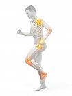 Silhouette eines Joggers mit Gelenkschmerzen, konzeptionelle Illustration. — Stockfoto