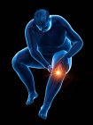 Силует сидячого чоловіка з болем у коліні, комп'ютерна ілюстрація . — стокове фото