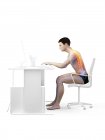 Back pain of office worker sitting and working at desk, conceptual illustration. — Stock Photo