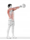 Musculature de l'homme faisant de l'entraînement kettlebell, illustration numérique conceptuelle . — Photo de stock
