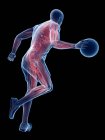 Músculos masculinos del jugador de baloncesto mientras que funciona con bola, ilustración del ordenador
. - foto de stock