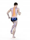 Correre silhouette maschile con mal di schiena, illustrazione concettuale . — Foto stock