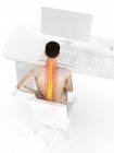 Büroangestellte mit Rückenschmerzen durch Sitzen im Hochwinkel, digitale Illustration. — Stockfoto