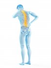 Vista posteriore del corpo maschile a tutta lunghezza con mal di schiena, illustrazione concettuale . — Foto stock