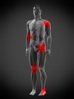 Corpo humano com pontos de dor articular, ilustração conceitual . — Fotografia de Stock