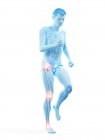 Silhueta de corredor masculino com dor nas articulações, ilustração conceitual . — Fotografia de Stock