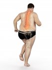 Corps de coureur masculin obèse avec maux de dos, illustration conceptuelle . — Photo de stock