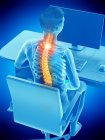 Büroangestellte mit Rückenschmerzen in Hochsicht, konzeptionelle Illustration. — Stockfoto